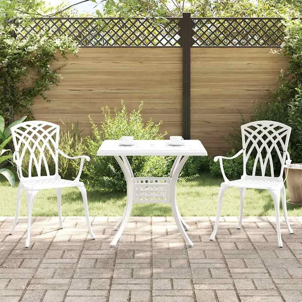 Ensemble de tables de jardin 3 pcs Blanc Aluminium coulé
