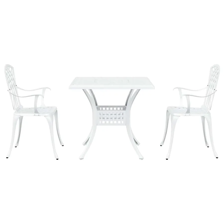 Ensemble de tables de jardin 3 pcs Blanc Aluminium coulé - 6
