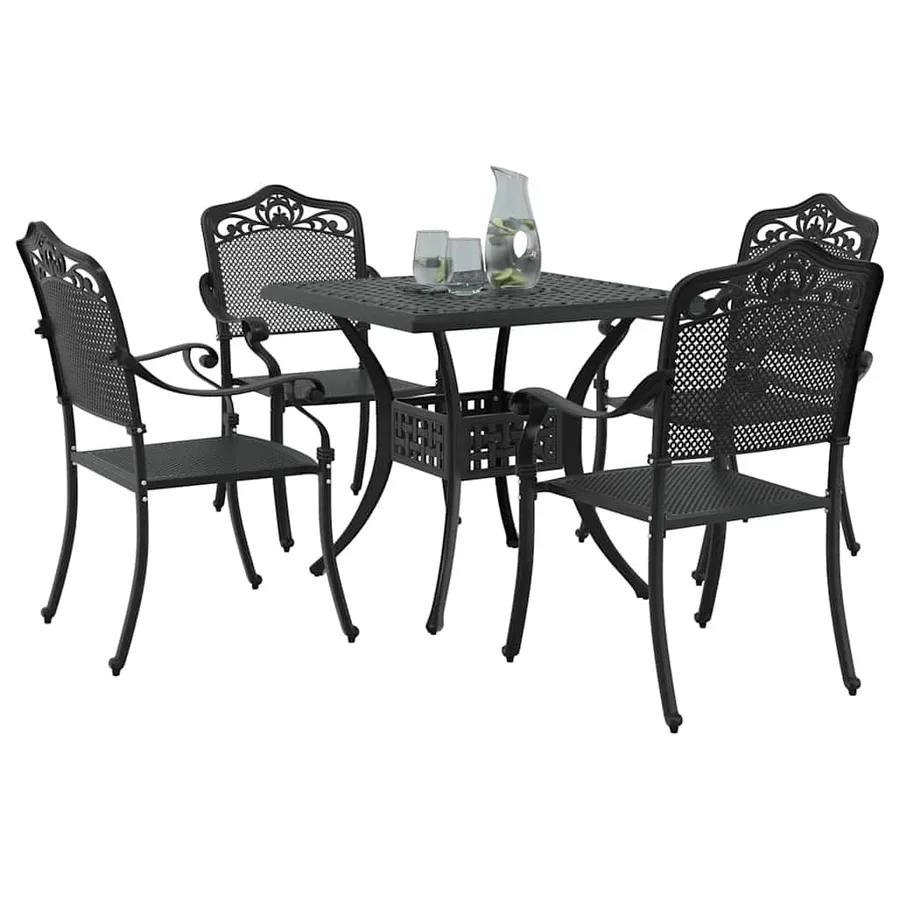 Ensemble de tables de jardin 5 pcs Noir Aluminium coulé - 3