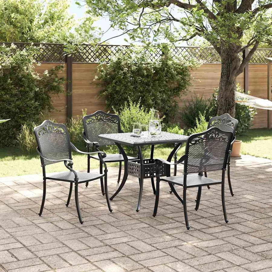 Ensemble de tables de jardin 5 pcs Noir Aluminium coulé - 4