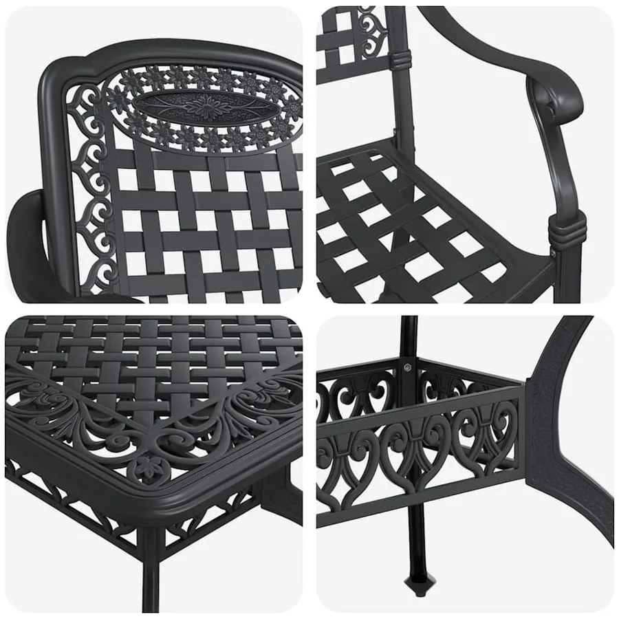 Ensemble de salle à manger pour jardin 7 pcs Noir Aluminium - 11