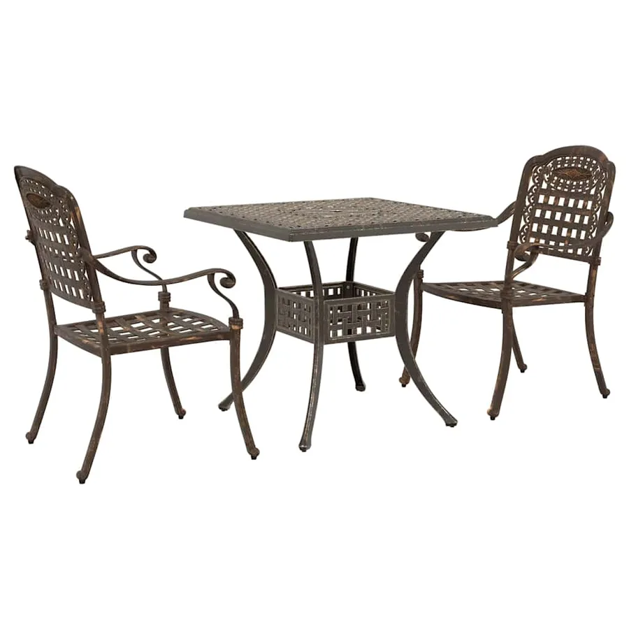 Ensemble de tables de jardin 3 pcs Bronze Aluminium coulé - 2