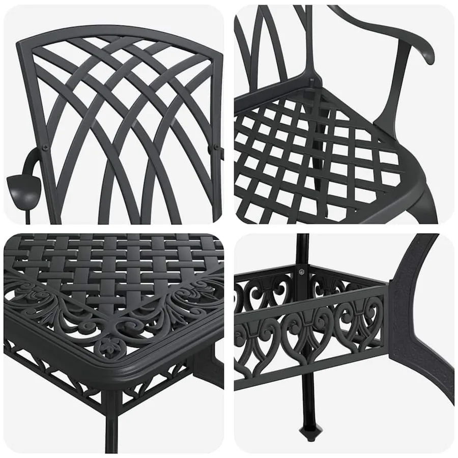 Ensemble de salle à manger pour jardin 5 pcs Noir Aluminium - 11