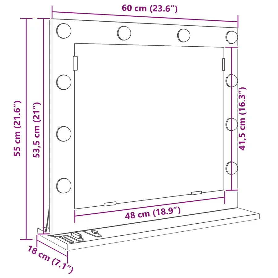 Miroir de vanité Rectangulaire Chêne noir 60 x 55 x 18 cm - 11