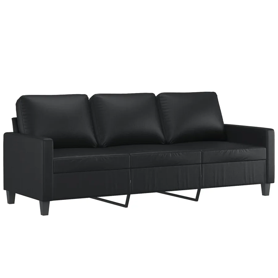 Ensemble de canapés 2 pcs avec coussins Noir Similicuir - 4