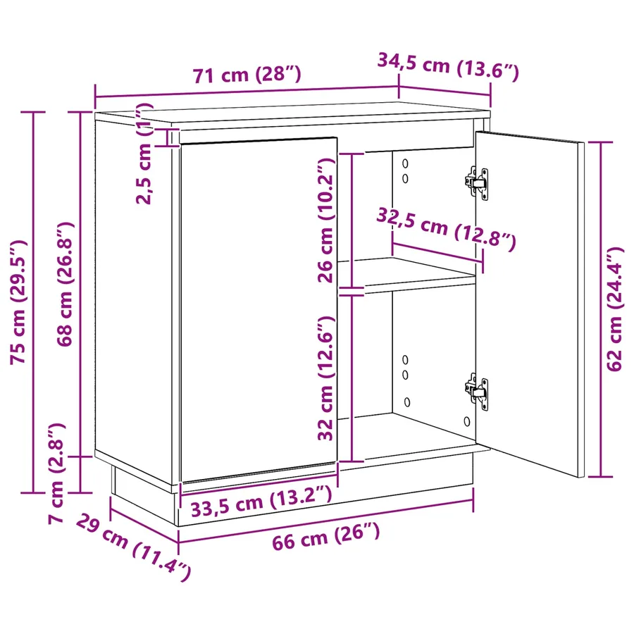 Buffet LED pour Blanc 71 x 34,5 x 75 cm Bois d'ingénierie - 16