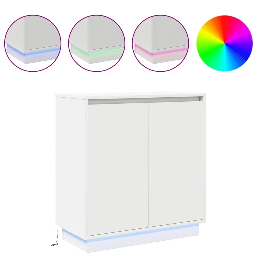 Buffet LED pour Blanc 71 x 34,5 x 75 cm Bois d'ingénierie - 4