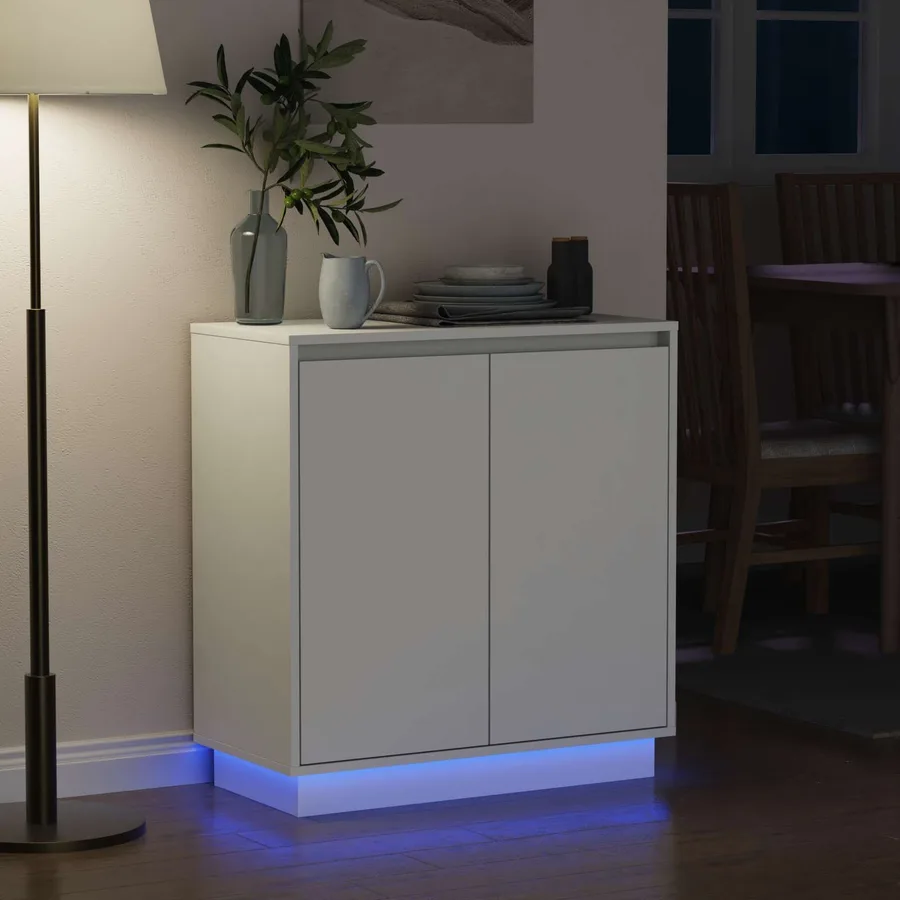 Buffet LED pour Blanc 71 x 34,5 x 75 cm Bois d'ingénierie - 6