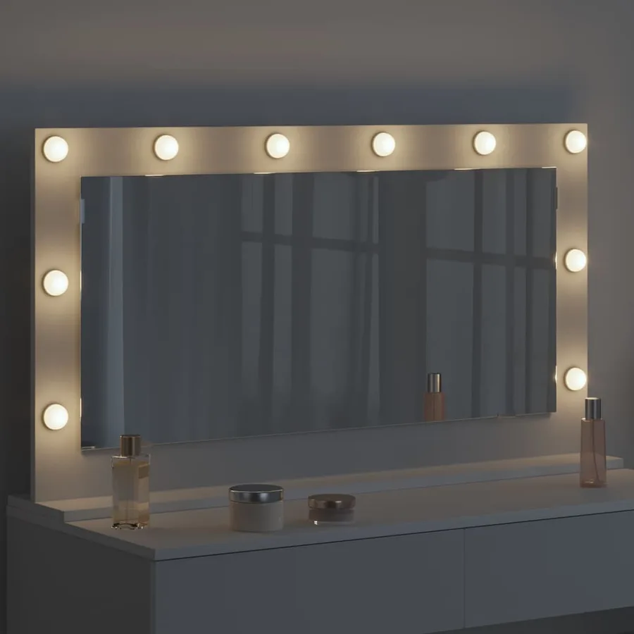 Miroir de vanité Blanc 100 x 55 x 18 cm Verre et bois composite - 3