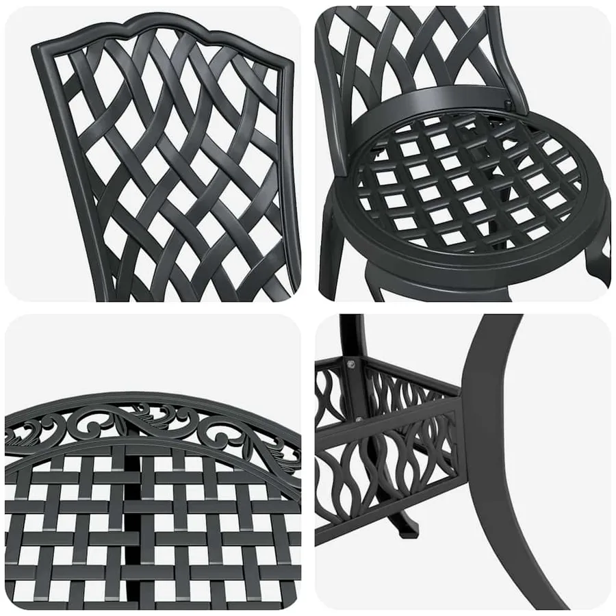 Ensemble de salle à manger pour jardin 7 pcs Noir Aluminium - 11
