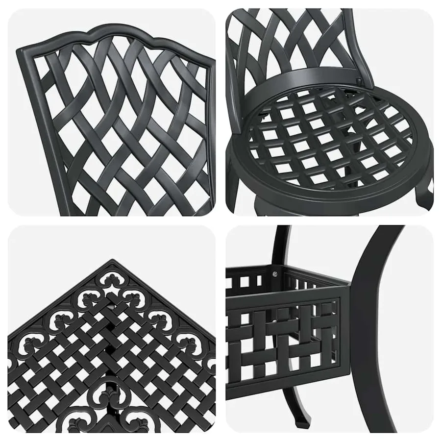 Ensemble de tables de jardin 5 pcs Noir Aluminium coulé - 11