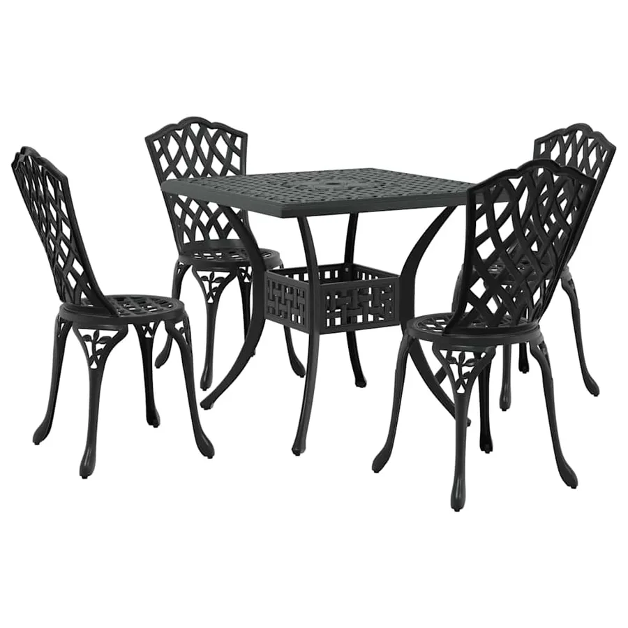 Ensemble de tables de jardin 5 pcs Noir Aluminium coulé - 2