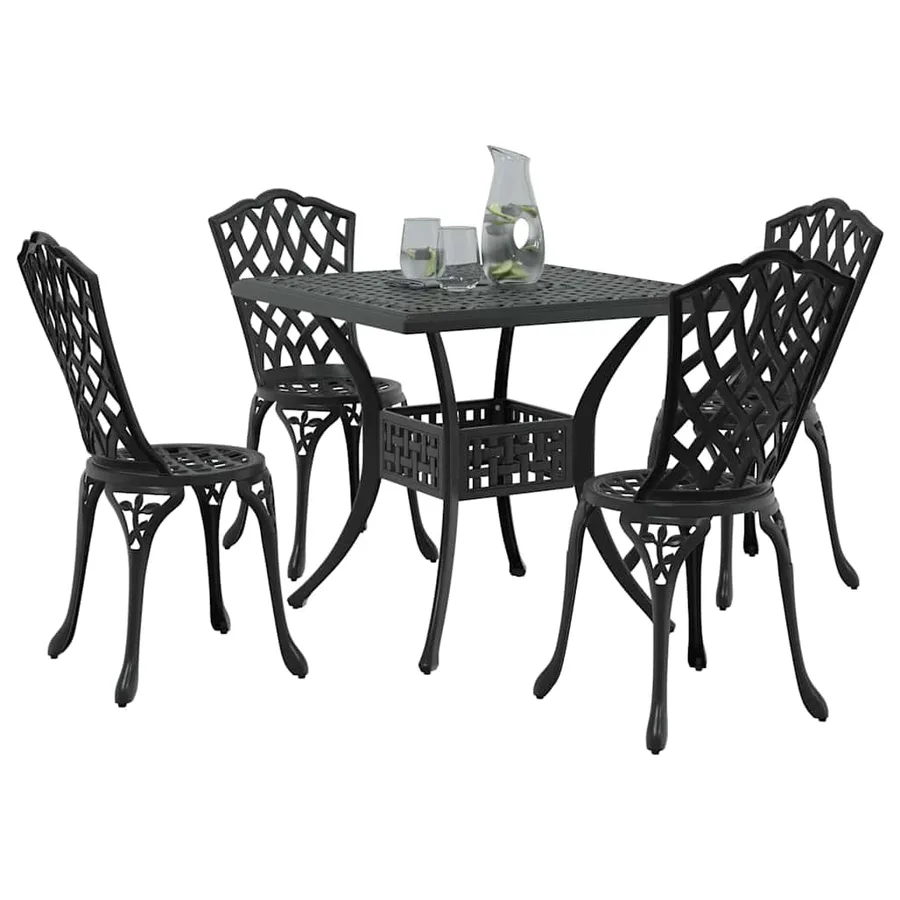 Ensemble de tables de jardin 5 pcs Noir Aluminium coulé - 3