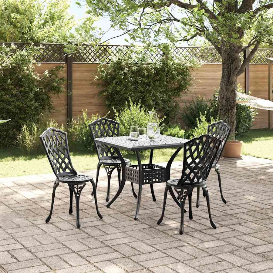 Ensemble de tables de jardin 5 pcs Noir Aluminium coulé - 4