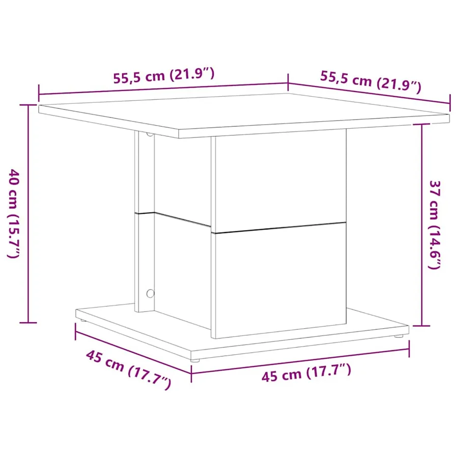 Table basse Chêne noir 55,5 x 55,5 x 40 cm Bois d'ingénierie - 9