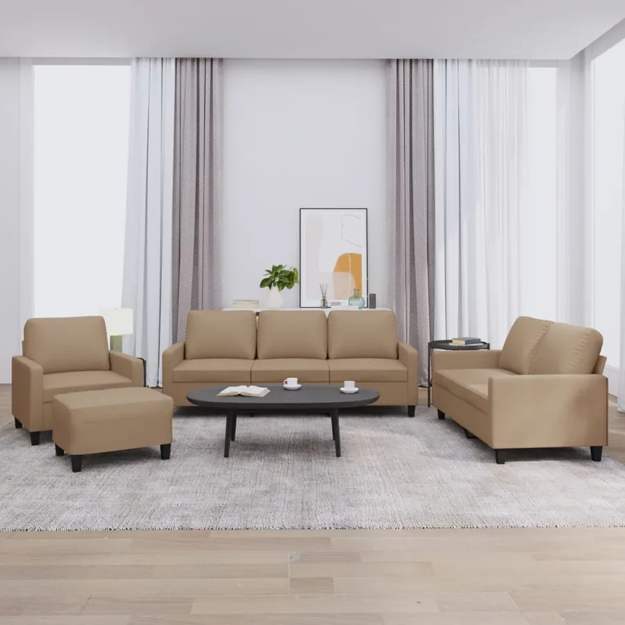 Ensemble de canapés 4 pcs avec coussins Cappuccino Similicuir