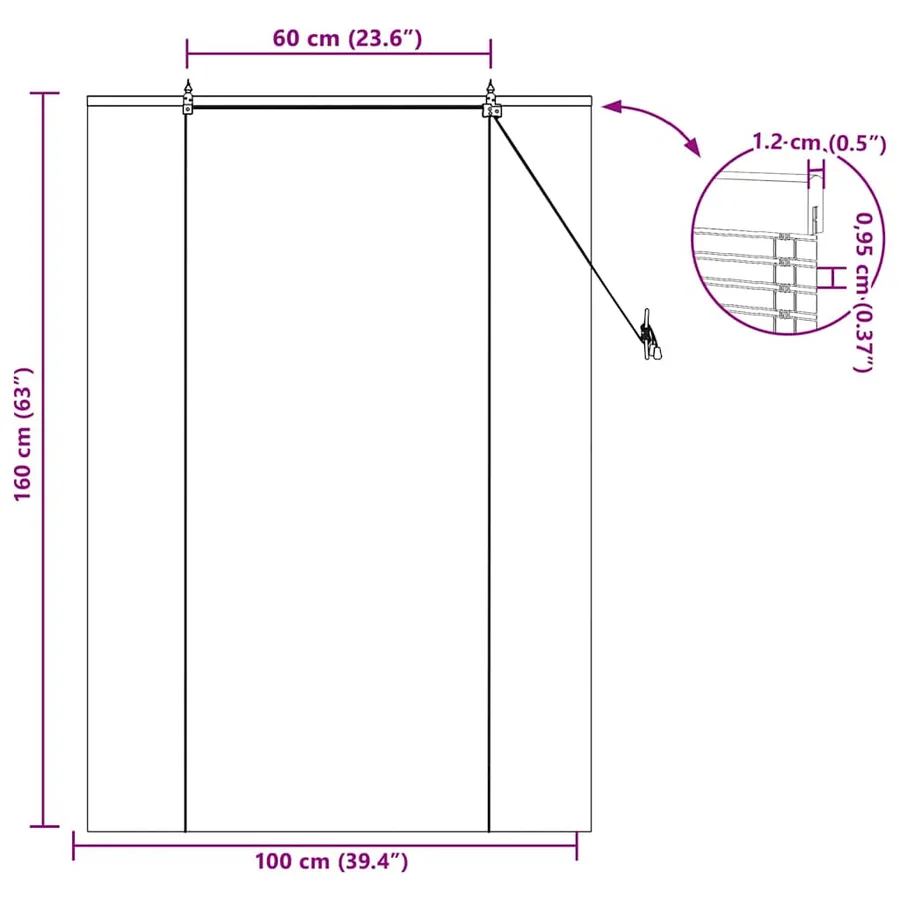 Store enrouleur Marron 100 x 160 cm Bambou - 15