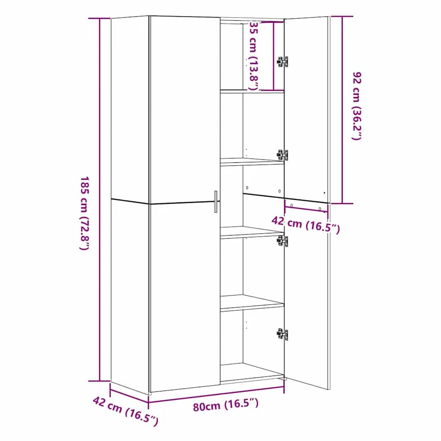 Haut Armoire Bois ancien 80 x 42 x 185 cm - 16