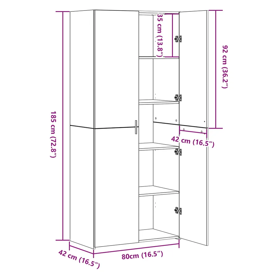 Haut Armoire Chêne noir 80 x 42 x 185 cm - 8