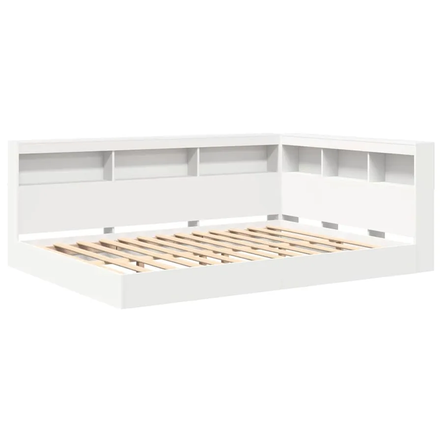 Lit Bibliothèque Blanc 135 x 190 cm Bois d'ingénierie - 4