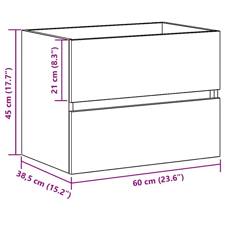 Meuble de Lavabo de Salle de Bain Chêne noir 60 x 38,5 x 45 cm - 12