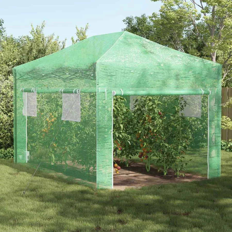 Serre avec cadre pop-up avec toit Vert 290 x 430 x 315 cm Fer