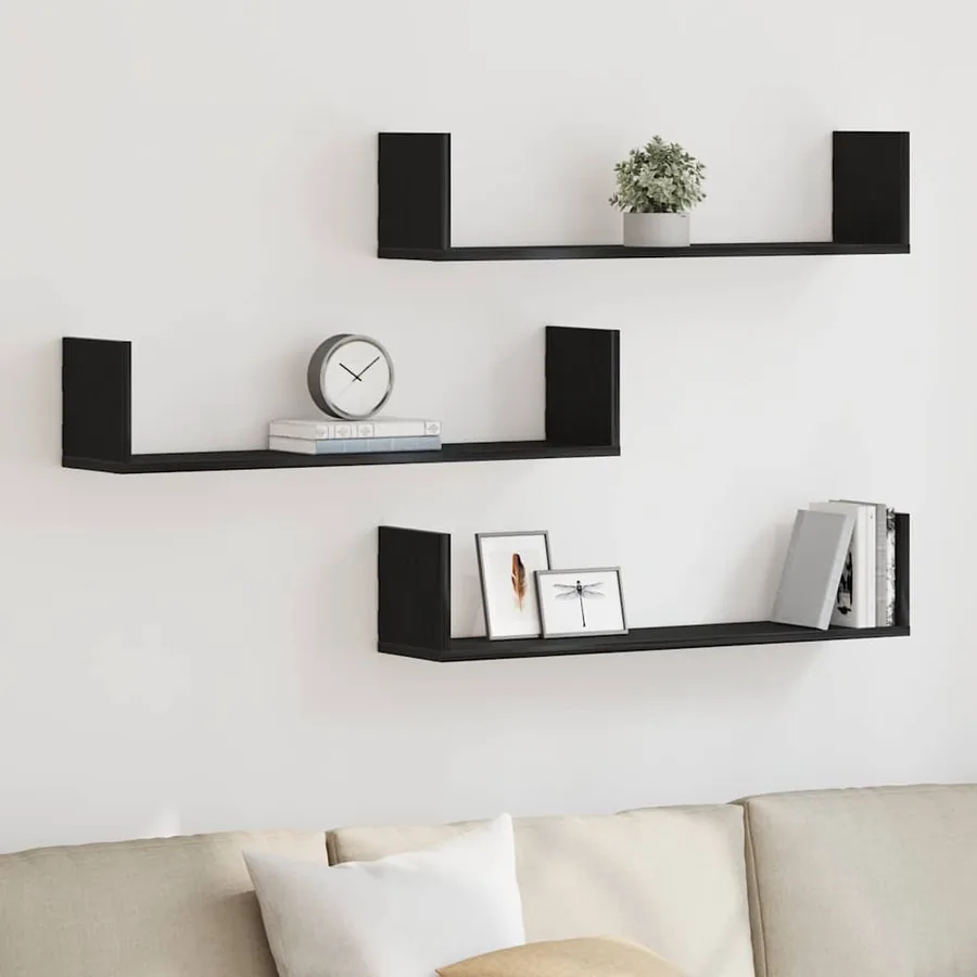 Étagères murales 3 pcs Chêne noir 80x18x18 cm Bois d'ingénierie