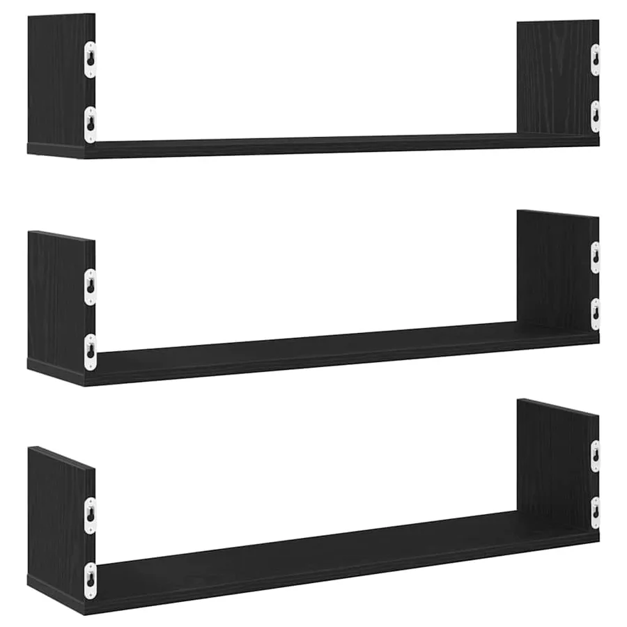 Étagères murales 3 pcs Chêne noir 80x18x18 cm Bois d'ingénierie - 7
