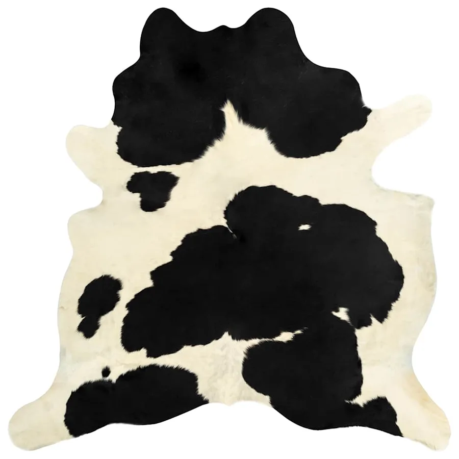 Tapis en peau de vache véritable noir et blanc 180x220 cm - 2