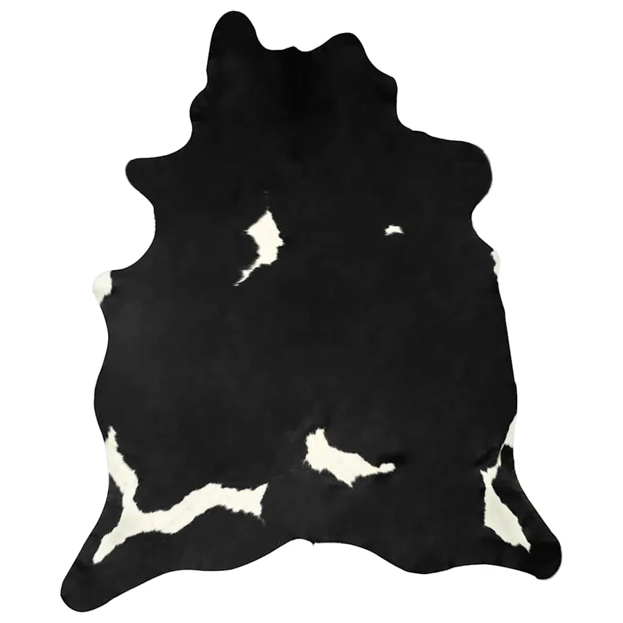 Tapis en peau de vache véritable noir et blanc 180x220 cm - 5