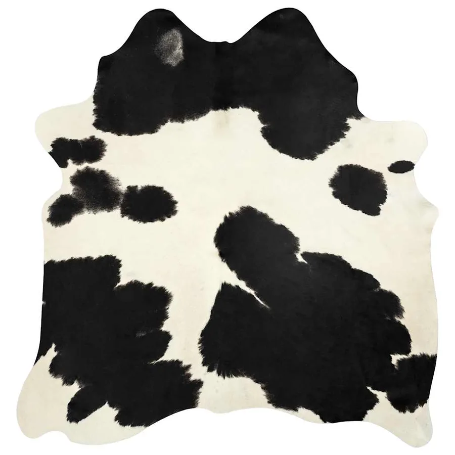 Tapis en peau de vache véritable noir et blanc 180x220 cm - 6