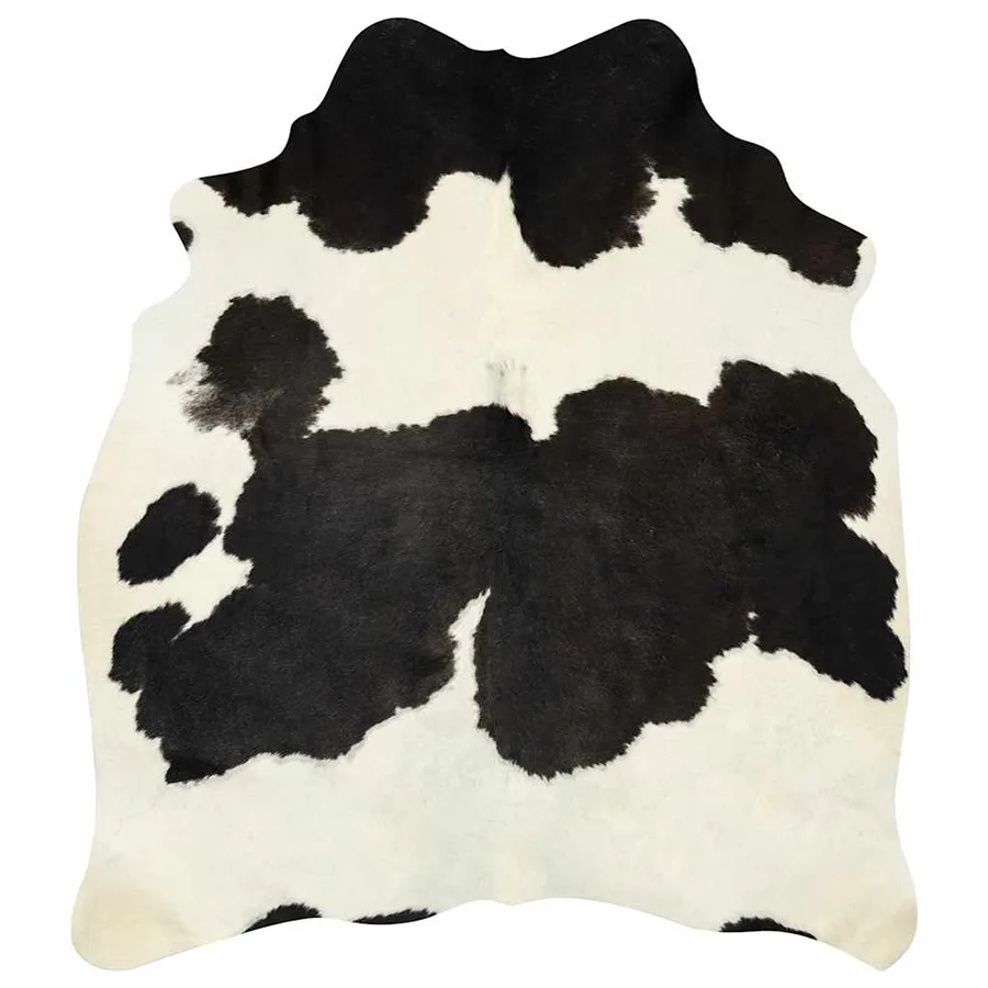 Tapis en peau de vache véritable noir et blanc 180x220 cm - 7