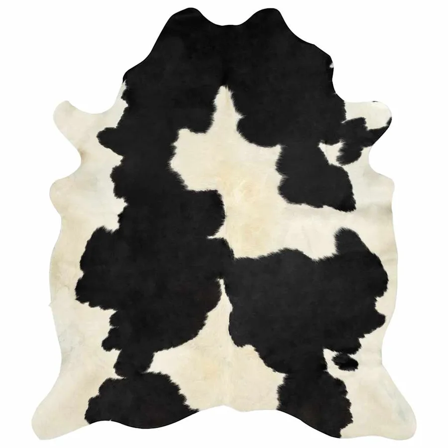 Tapis en peau de vache véritable noir et blanc 180x220 cm - 8