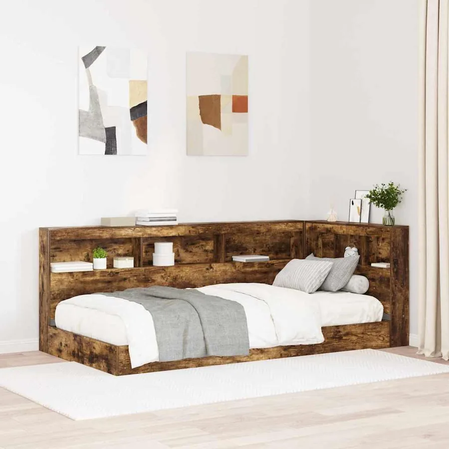 Tête de lit de rangement Chêne fumé 90 cm Bois d'ingénierie
