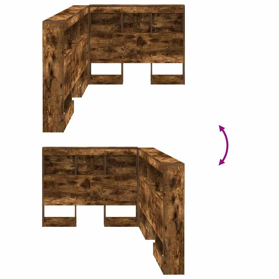 Tête de lit de rangement Chêne fumé 90 cm Bois d'ingénierie - 8