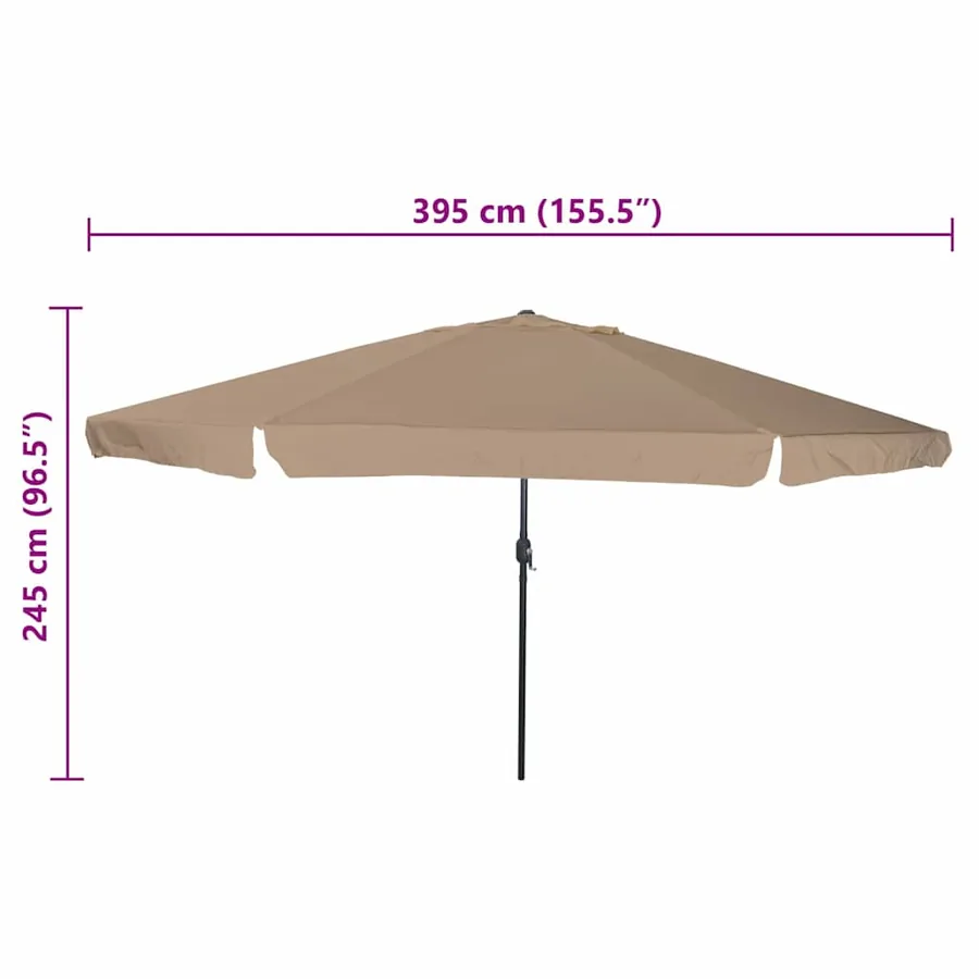 Parasol de jardin Taupe 394 x 394 x 248 cm Polyester et Acier - 7