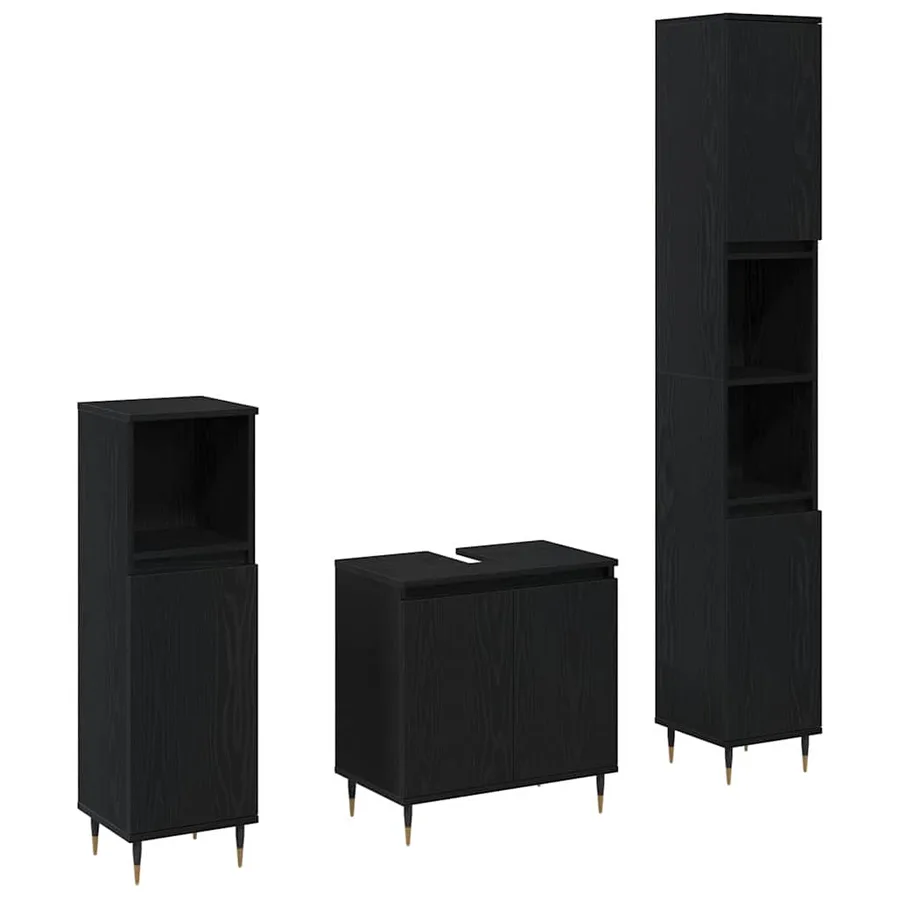 Ensemble de mobilier de salle de bain 3 pcs Chêne noir - 2