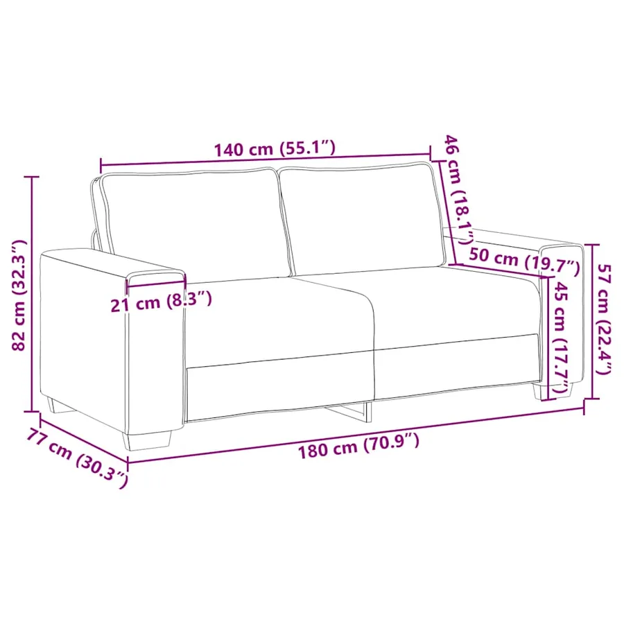 Canapé deux places crème 180x77x82 cm en tissu velours côtelé - 9