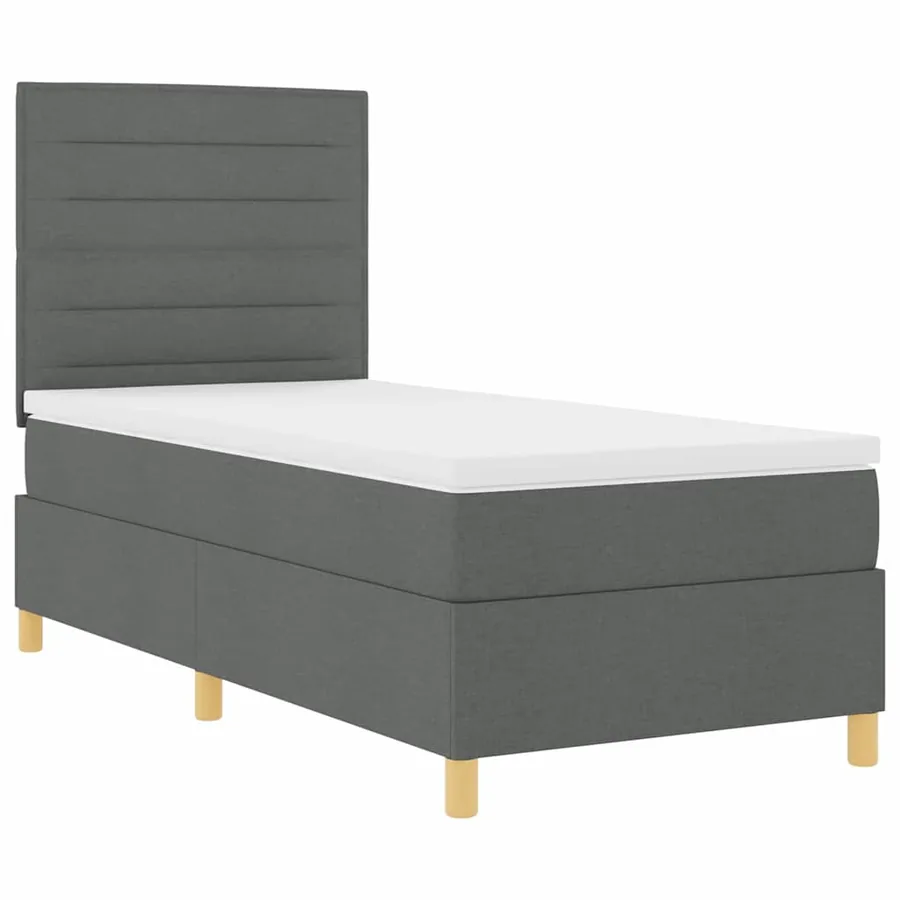Lit à ressort LED avec matelas Gris foncé 100 x 200 cm tissu - 6