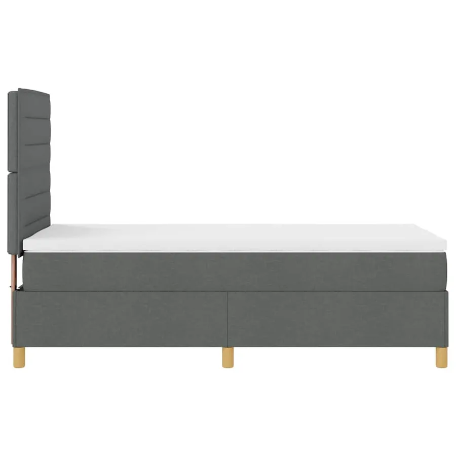 Lit à ressort LED avec matelas Gris foncé 100 x 200 cm tissu - 9