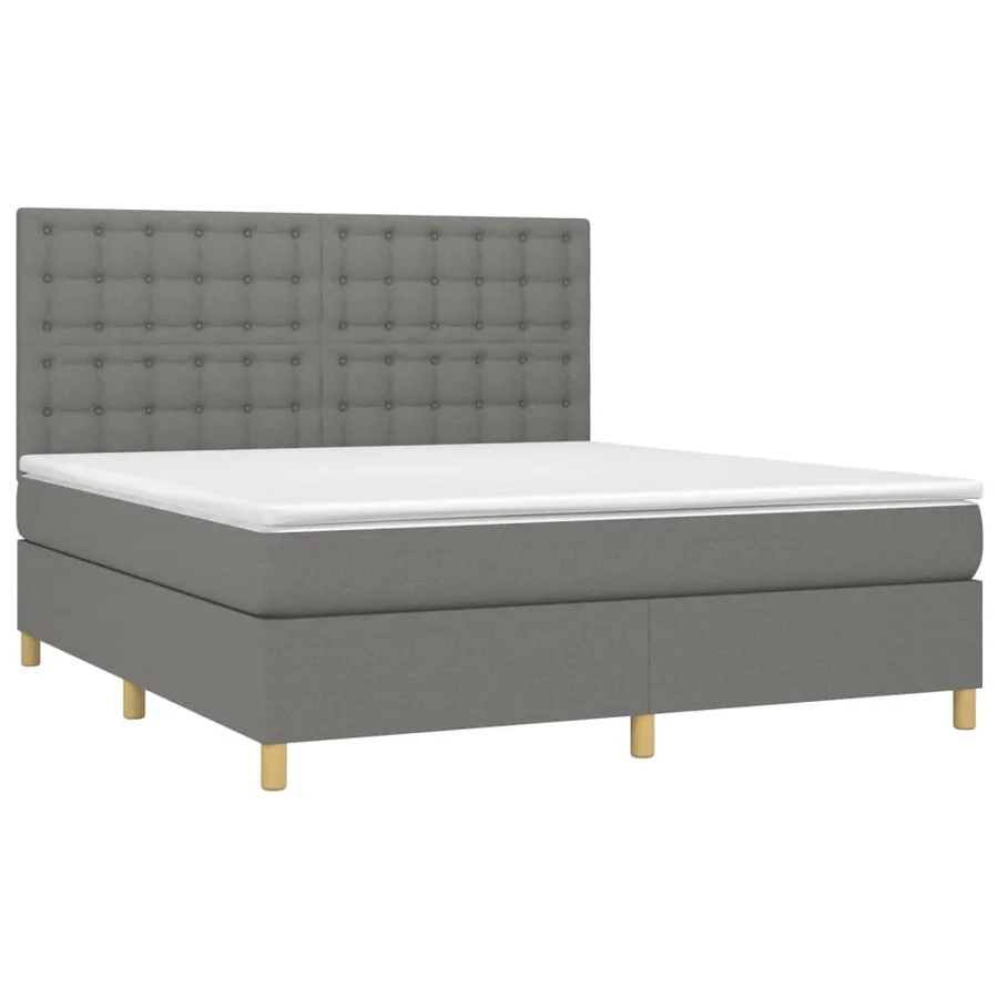 Sommier à lattes de lit et matelas et LED Gris foncé 160x200 cm - 3