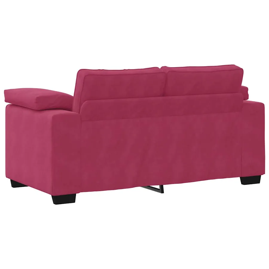 Ensemble de canapé 2 pcs avec coussins velours rouge bordeaux - 6