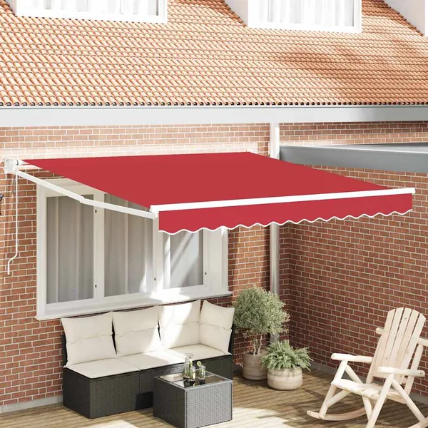 Auvent rétractable Rouge 350 x 250 cm Polyester et métal