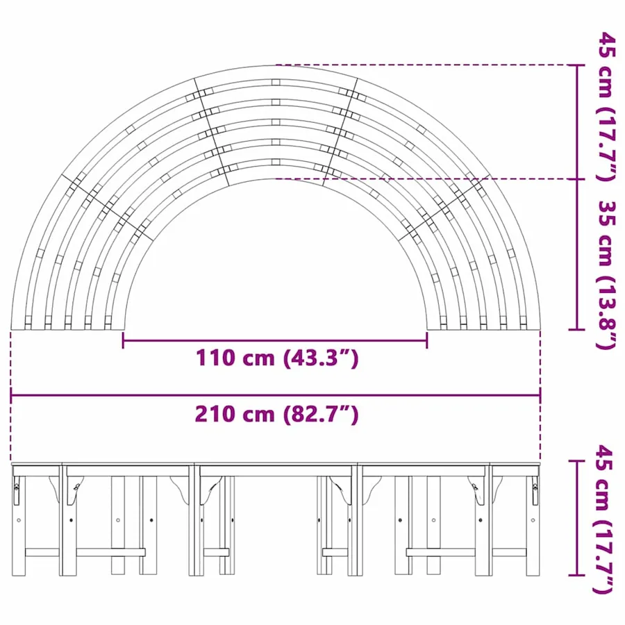 Banc d'Arbre 2 pcs Naturel 160 x 80 x 45 cm - 12