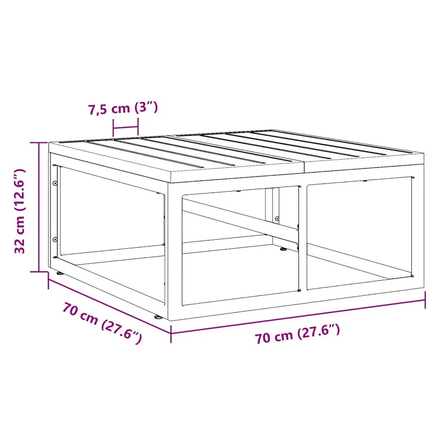 Mobilier de jardin Noir 70 x 70 x 32 cm Métal - 10