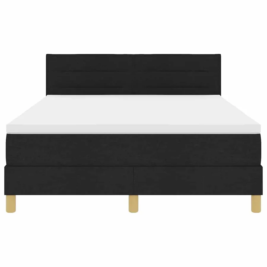 Lit à ressorts avec coussin Noir 160 x 200 cm tissu - 7