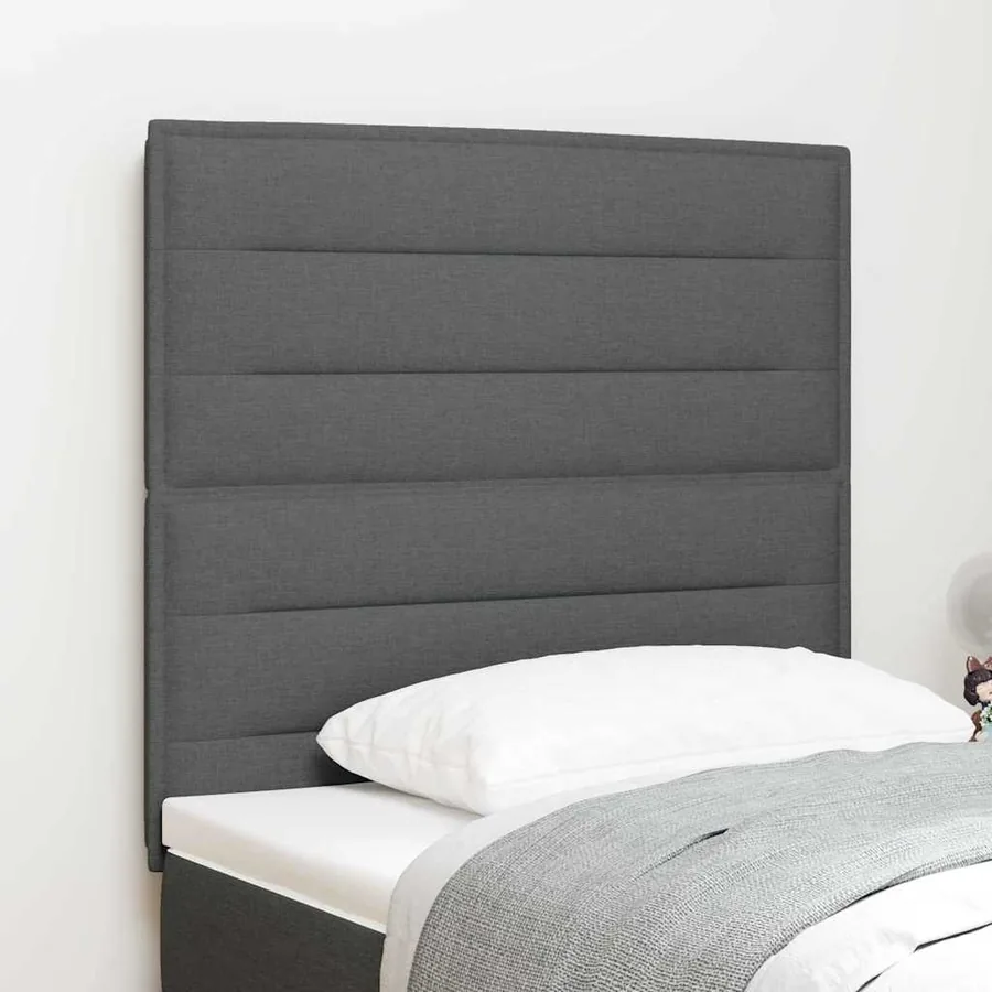 Tête de lit LED avec bandes LED Gris foncé 100 cm tissu