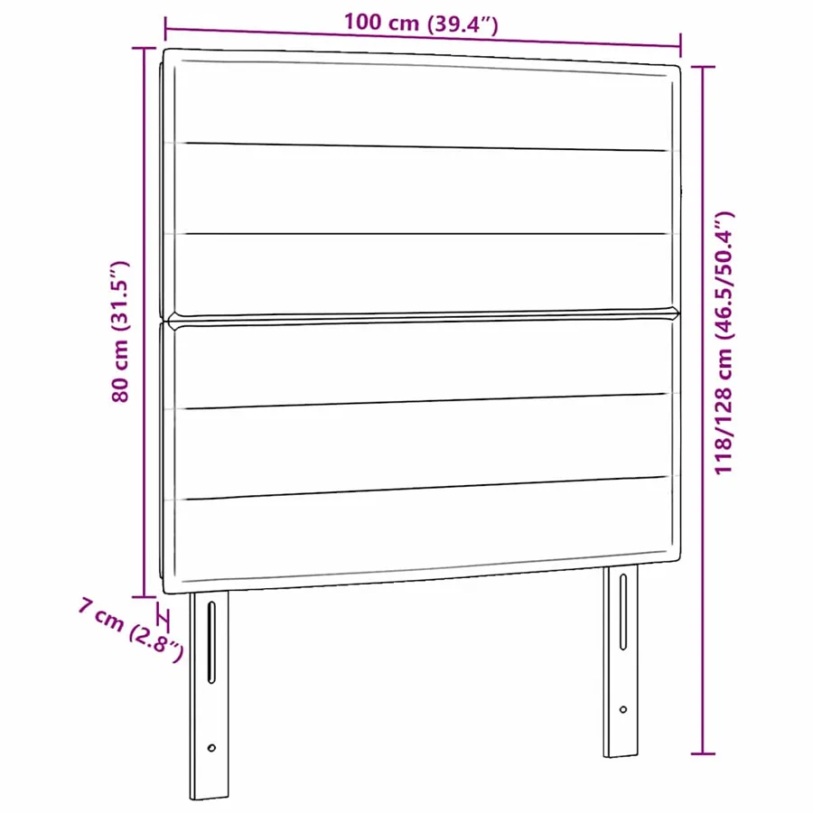 Tête de lit LED avec bandes LED Gris foncé 100 cm tissu - 8