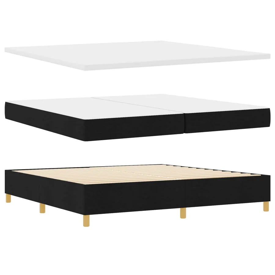Lit à ressorts avec matelas Noir 200 x 200 cm tissu - 4