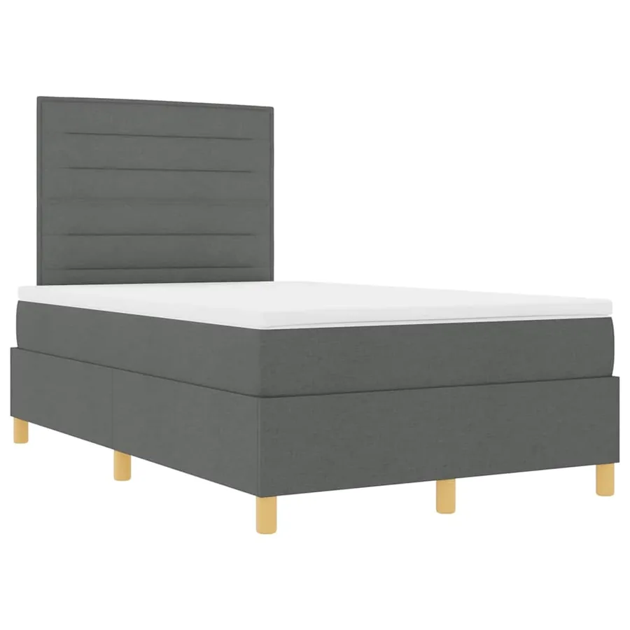 Lit à ressort LED avec matelas Gris foncé 120 x 200 cm tissu - 6